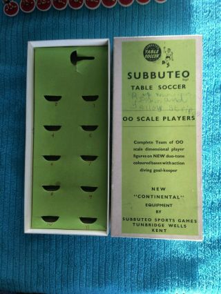 Vintage Subbuteo HW Team Painted Red Stripes On Yellow Black Shorts VGC 4
