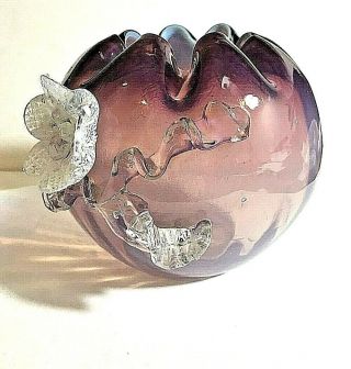ANTIQUE VINTAGE BOHEMIAN CZECH ART GLASS ROSE BOWL WITH RIGEREE AMETHYST 2