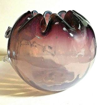 ANTIQUE VINTAGE BOHEMIAN CZECH ART GLASS ROSE BOWL WITH RIGEREE AMETHYST 3