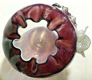 ANTIQUE VINTAGE BOHEMIAN CZECH ART GLASS ROSE BOWL WITH RIGEREE AMETHYST 5