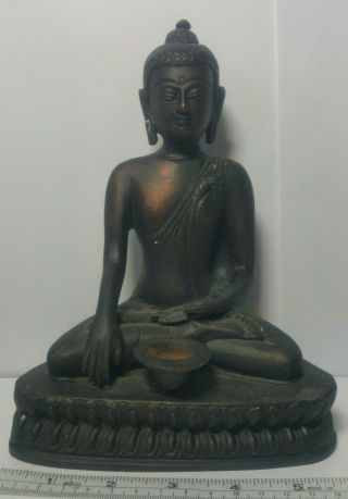 Vintage Metal Medicine Buddha Statue Incense Burner For Cones & Sticks 7.  75 "