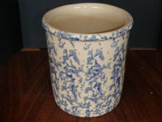 Vintage Robinson Ransbottom Pottery Blue Spongeware High Jar 1 Qt
