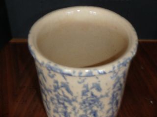 Vintage Robinson Ransbottom Pottery Blue Spongeware High Jar 1 Qt 2