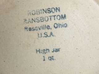 Vintage Robinson Ransbottom Pottery Blue Spongeware High Jar 1 Qt 3