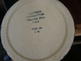 Vintage Robinson Ransbottom Pottery Blue Spongeware High Jar 1 Qt 4