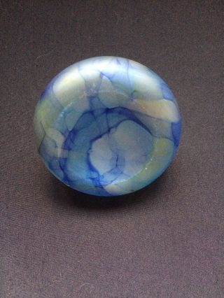 Vintage Squat Design Blue Art Glass Vase 4