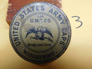 U.  M.  C.  Co United States Army Caps Tin (empty).  Vintage Blackpowder Tools.  3