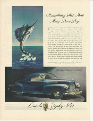 1941 Vintage Ad Ford Motor Company,  Lincoln Zephyr V - 12