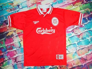 G15 1997 - 98 Liverpool Home Shirt Vintage Football Jersey Small Mens