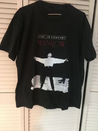 Vintage Barry Manilow 1994 Live In Concert Black Short Sleeve T Shirt Large