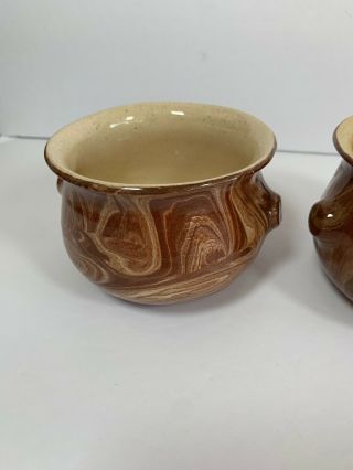Vintage EMIL CAHOY Handcrafted Swirled Pottery Colome South Dakota Set 4 Bowls 7