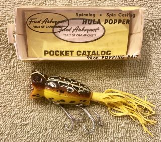 Fishing Lure Fred Arbogast Hula Popper Rare Brown Leopard Frog Tackle Crank Bait