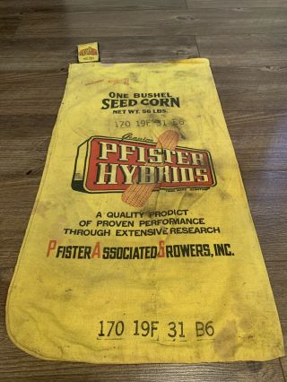 Vintage Pfister Hybrids Seed Bag Sack Yellow With Tag