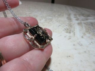 Vintage Black Intaglio Cameo Spanish Conquistador pendant,  necklace 3