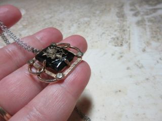 Vintage Black Intaglio Cameo Spanish Conquistador pendant,  necklace 4