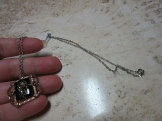 Vintage Black Intaglio Cameo Spanish Conquistador pendant,  necklace 5