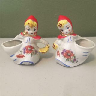 Vintage Hull Pottery Little Red Riding Hood Open Sugar Bowl And Creamer - 1940 