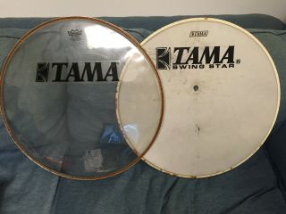 Tama 22 " Bass Drum Head Set Vintage 1970s