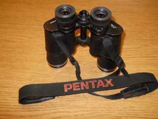 Vintage Pentax 7 X 35 6.  5 Degree Binoculars Model 602 W/strap Very Clear