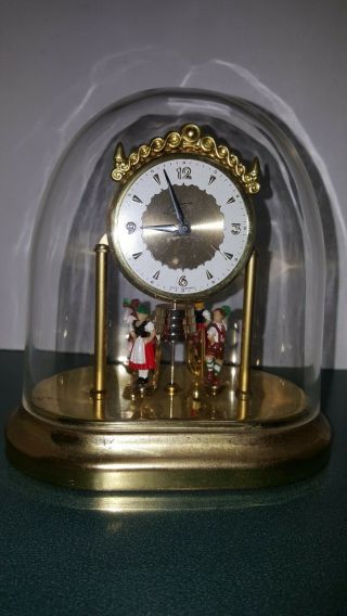 Vintage Wind Up German Alarm Clock With Rotating Figures 6 " H X 5 " L X 3 - 1/2 " W