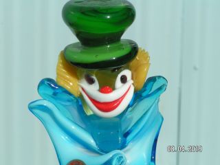 Vintage Murano Glass 11.  5” Clown Made In Italy Art Hand Blown One Of A Kind