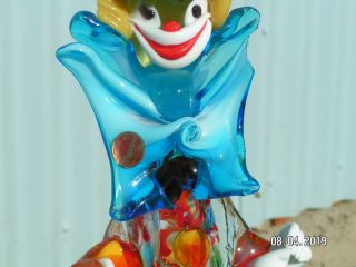 Vintage Murano Glass 11.  5” Clown Made in Italy Art Hand blown One of a kind 3