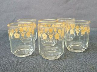 Vintage Corelle Butterfly Gold 6 Oz Glasses 3 " Tall By Libbey Set Of 6