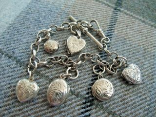 Vintage Silver Belcher Chain Bracelet With Locket Charms