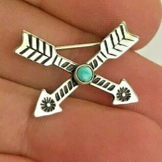 Sterling Silver 925 Vintage Top Quality Southwestern Arrows Brooch Pin 1.  7 G 2