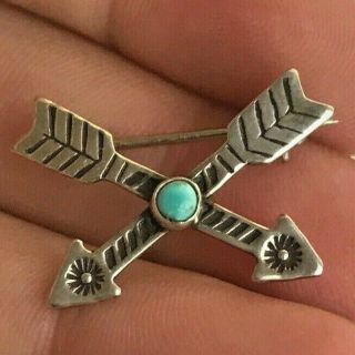 Sterling Silver 925 Vintage Top Quality Southwestern Arrows Brooch Pin 1.  7 G 3