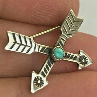 Sterling Silver 925 Vintage Top Quality Southwestern Arrows Brooch Pin 1.  7 G 4