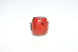 Vintage Sterling Silver Signed Tim Coral Hand Made Size 10 Ring