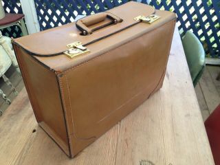 Vintage Rcmp Canada Leather Large File Folder Briefcase Document Carry Case Vg,