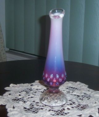 Fenton Glass Vintage Plum Hobnail Hand - Blown Bud Vase - Perfect - 1