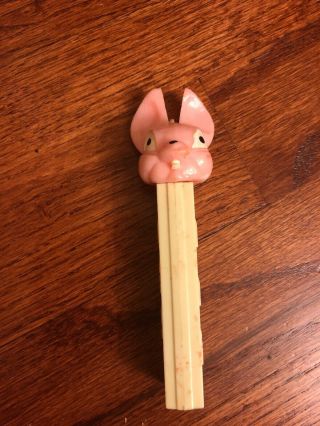 Pez Vintage No Feet,  Bright Pink,  Fat Ear Bunny Rabbit With Pale Body