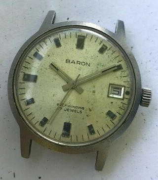 Vintage Baylor Swiss Stainless Steel Bumper Automatic Mens Watch,  Cal.  Puw 1561