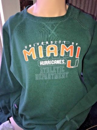 Vtg University Of Miami Hurricanes Green Sweat Shirt Jansport Size Xl Bx7