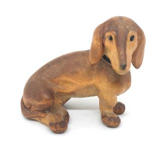 H4 Wood Carved Dachshund Dog Animal Anri Vintage Folk Art 1970 