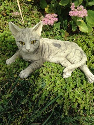 Vintage Lawn Ornament Figure Life Size Cat Resin
