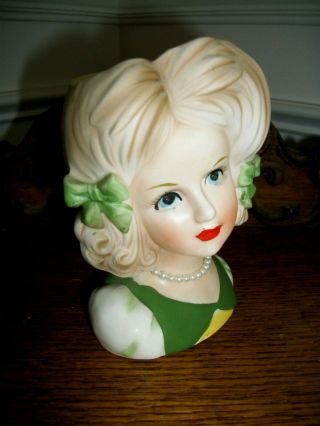 VINTAGE RELPO LADY OR TEEN HEADVASE WITH PIGTAILS 5.  5 