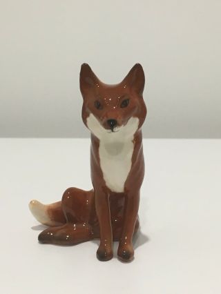 Vintage Beswick Fox Sitting – Red Brown and White Gloss - Model No.  1748 3