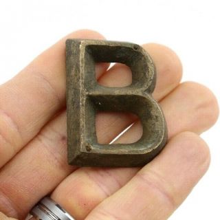 Vintage Antique Brass Bronze Letter B Initial Name From Old Sign Charm Etc Old