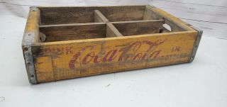 Vintage Divided Wooden Coca Cola Coke Logo Carrier Crate Advertising 18.  5 "