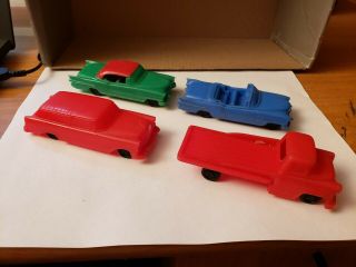 4 Vintage " Processed Plastic Co.  " Cars And Truck Toys Usa