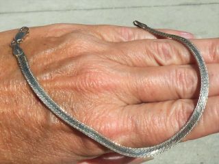Vintage Vior Sterling Silver 4mm Fancy Herringbone 8 " Bracelet Italy 5.  0g