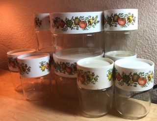 Set Of 10 Vintage Pyrex Glass Containers Jars With Spice Of Life Matching Lids