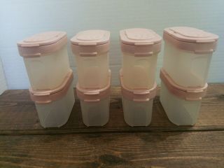 Vintage Tupperware Pink Spice Container/shaker Set Of 8 Modular Mates 1843 Euc