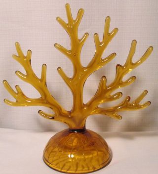 Wonderful Vintage Amber Glass Jewelry Or Earring Tree 8.  5 " Tall
