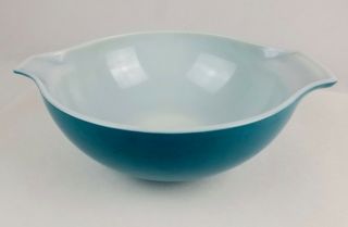 Vintage Pyrex 4 Quart 444 Solid Blue Aqua Turquoise Cinderella Bowl VG cond 2