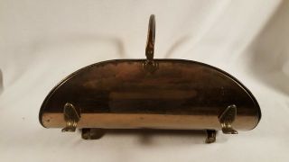Vintage Brass Claw Footed Fireplace Log Fire Wood Kindling Holder Carrier Basket 2